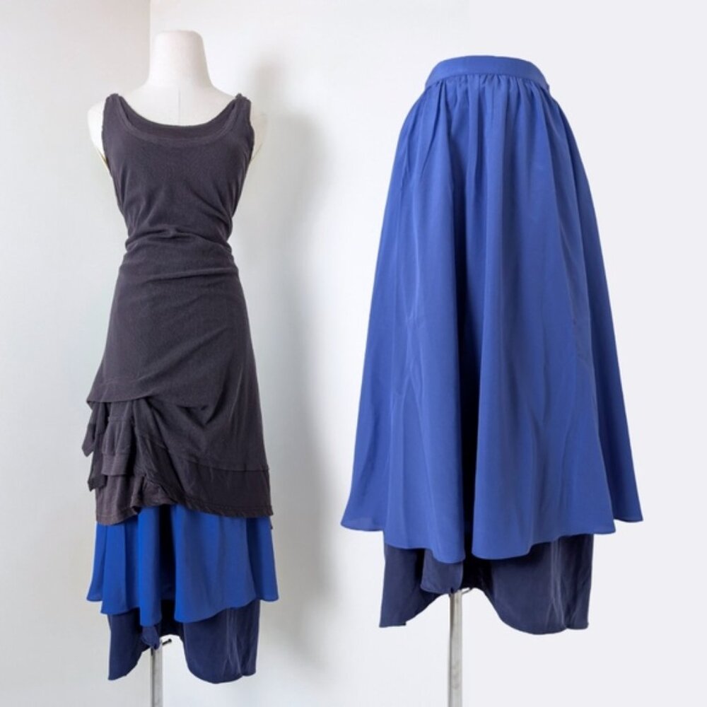 Vintage Pleated Circle Skirt Midi High Waisted Flowy Lightweight Loose Aline